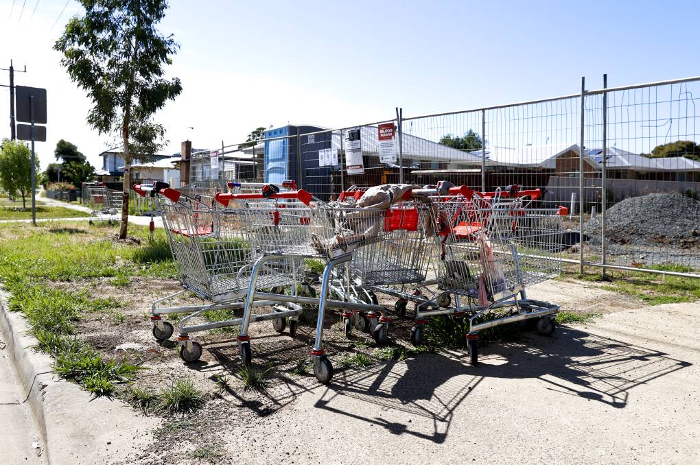 DUMPING DEJA VU: Abandoned shopping trolleys have returned to areas of Wendouree, including Grevillea Road. Picture: Luke Hemer