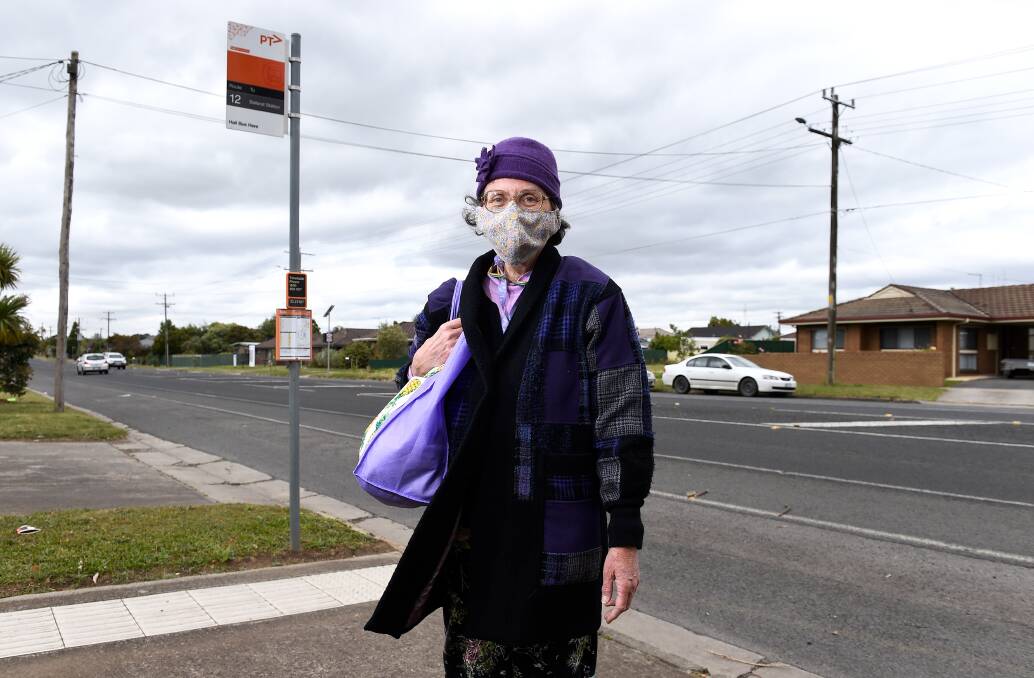 BUS STOP FRUSTRATION: Resident Bernadette Cheesman says much needs to be done to fix Ballarat's bus stops. Picture: Adam Trafford.