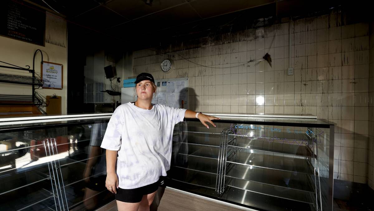 GUTTED: Victoria Stewart, daughter of Marg and Noel Stewart, says the family is devastated by the suspicious fire which has destroyed their beloved bakery. Picture: Luke Hemer