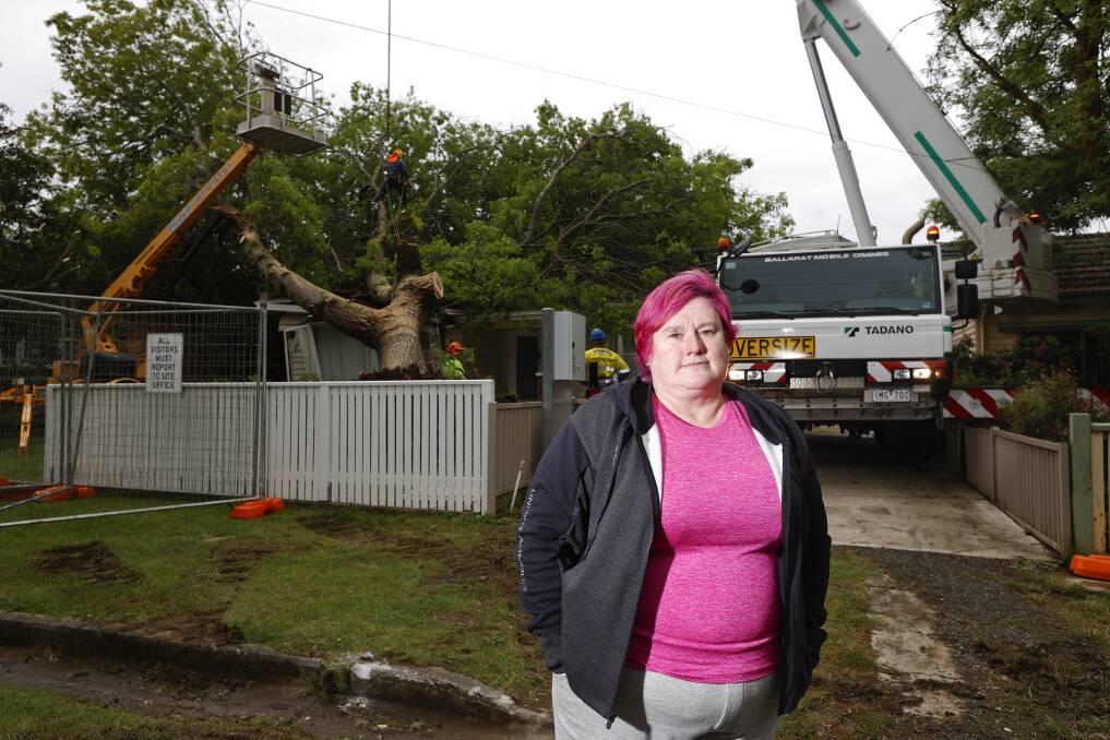 RESILIENCE PERSONIFIED: The determined Katrina Walmsley outside her house severely damaged by the October storms. Picture: Luke Hemer.