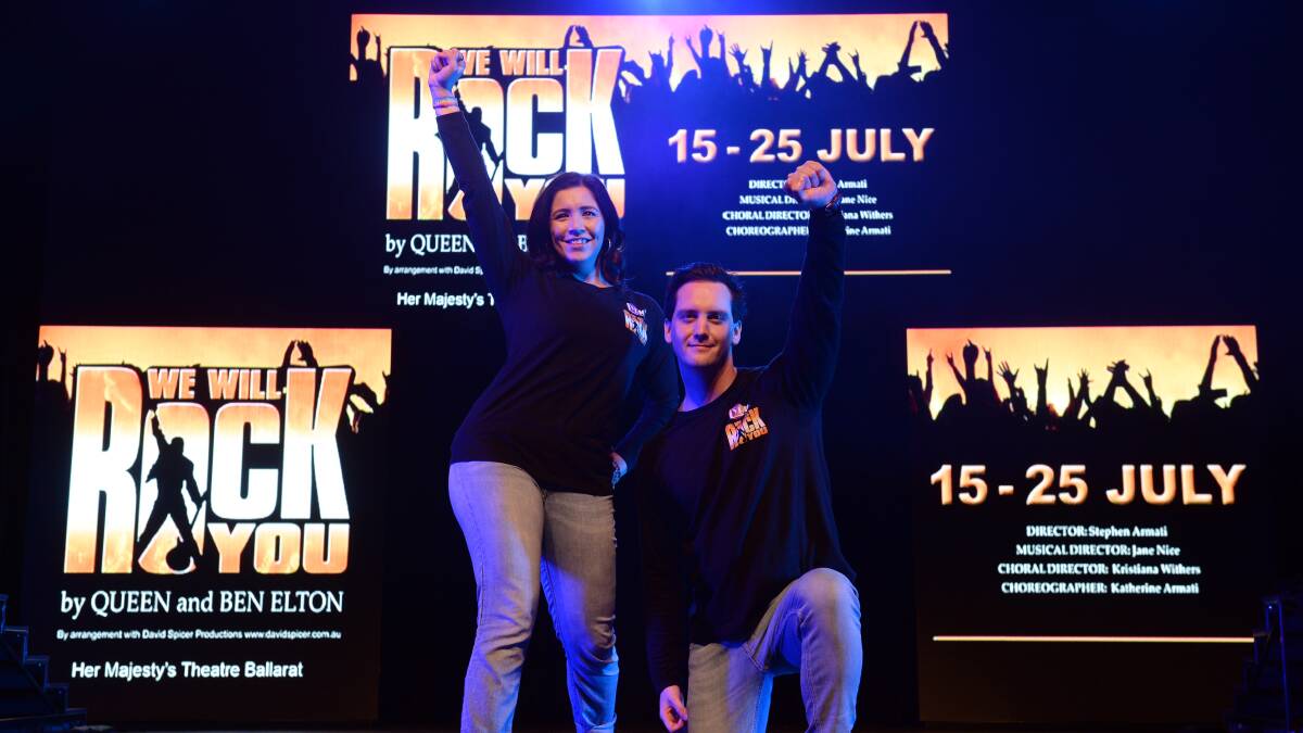 ROCK 'N' ROLL: Vanessa Belsar and Montgomery Wilson star in 'We Will Rock You', which opens at Her Majesty's Theatre next week. Picture: Kate Healy 