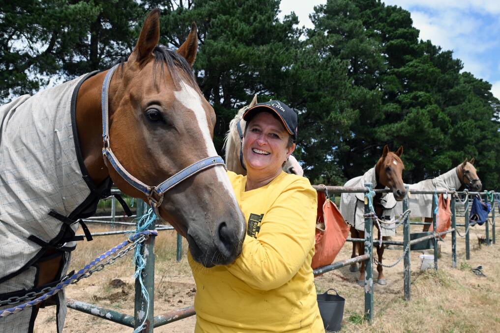 Woady Yaloak Equestrian Centre secretary Nadine Gass was one of many Smythesdale residents who had a sleepless night as firefighters continued to tackle the blaze. Picture by Kate Healy