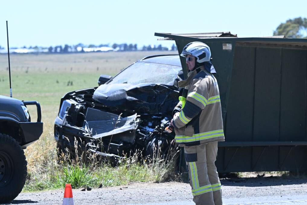 A car involved in Wednesday's crash suffered significant front-end damage. Picture by Kate Healy