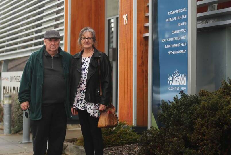 CONCERNED: Terry Ferguson and Lee McGill outside The Well in Smythesdale where the Ballarat Community Health GP clinic will close next month. Picture: Michelle Smith.