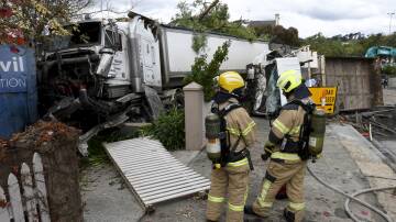 Buninyong truck accident on 6 May 2022. Photo: Lachlan Bence