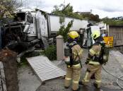 Buninyong truck accident on 6 May 2022. Photo: Lachlan Bence