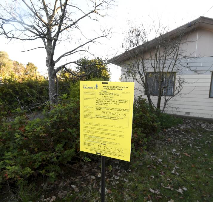 More change: Planning notice in Kline Street, Canadian. Photo: Lachlan Bence