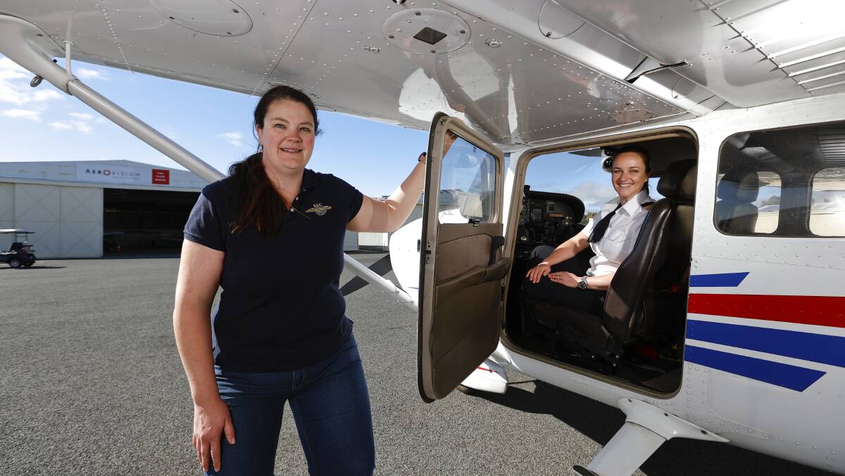 (L-R) Ballarat Aero Club president Jan Davidson with head of operations and pilot Melanie Dow. Photo: Luke Hemer