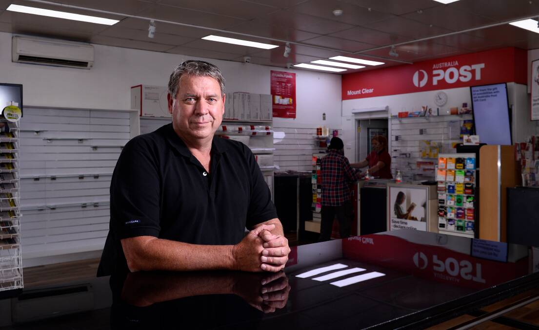 Just re-opened. Mount Clear newsagency and post office owner Brian McKinnis. Photo: Adam Trafford