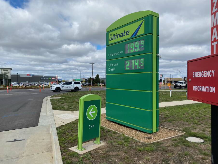 Going up: The price of fuel in Ballarat has already reached $2 per litre and is likely to rise further. (Photo taken 11 March 2022).