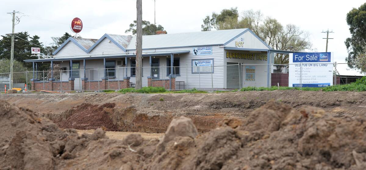 The former Burrumbeet hotel/pub as it stood in September 2014 after the highway works had commenced. Photo: Kate Healy