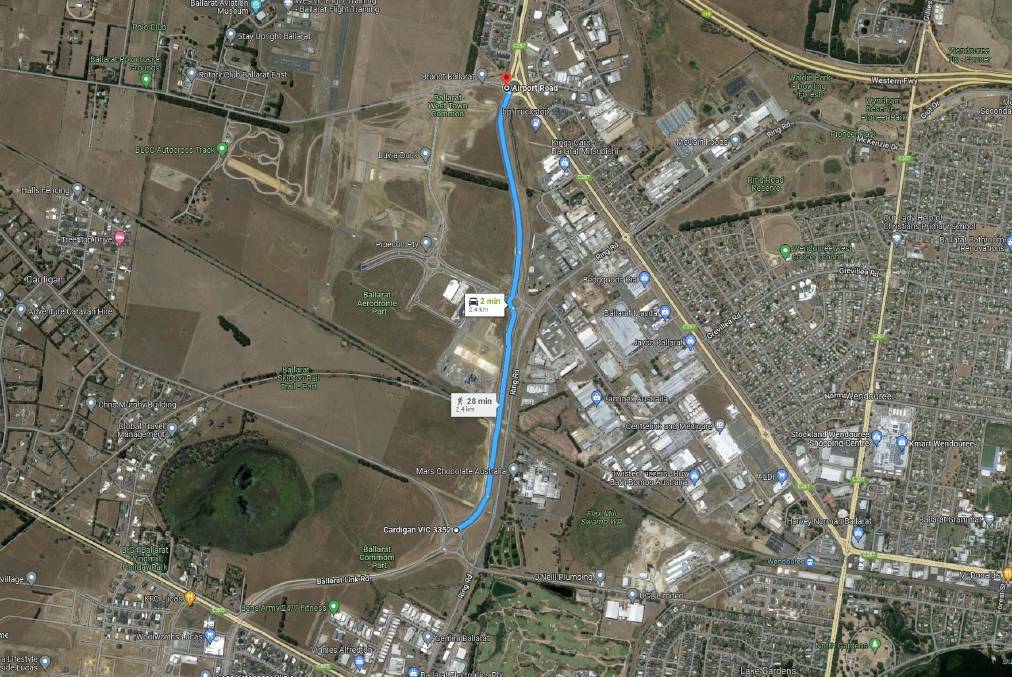 The section of the Ballarat Link Road closed for emergency works in June. Picture: Google Maps.