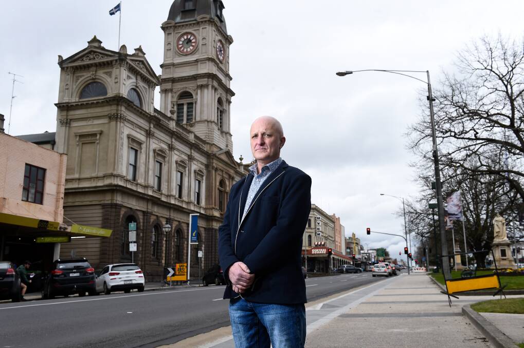 Resident Andrew Collins standing before Ballarat Town Hall. Picture by Adam Trafford