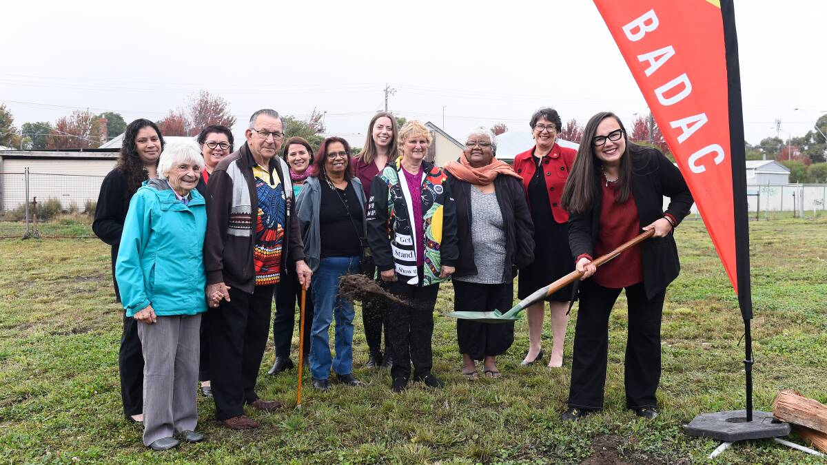 The Minister for Regional Development, Harriet Shing with elders, MPs and representatives from Ballarat & District Aboriginal Co-operative (BADAC) at the site for the new Elders' Independent Living Community on Porter St, Bakery Hill. Photo by Adam Trafford.