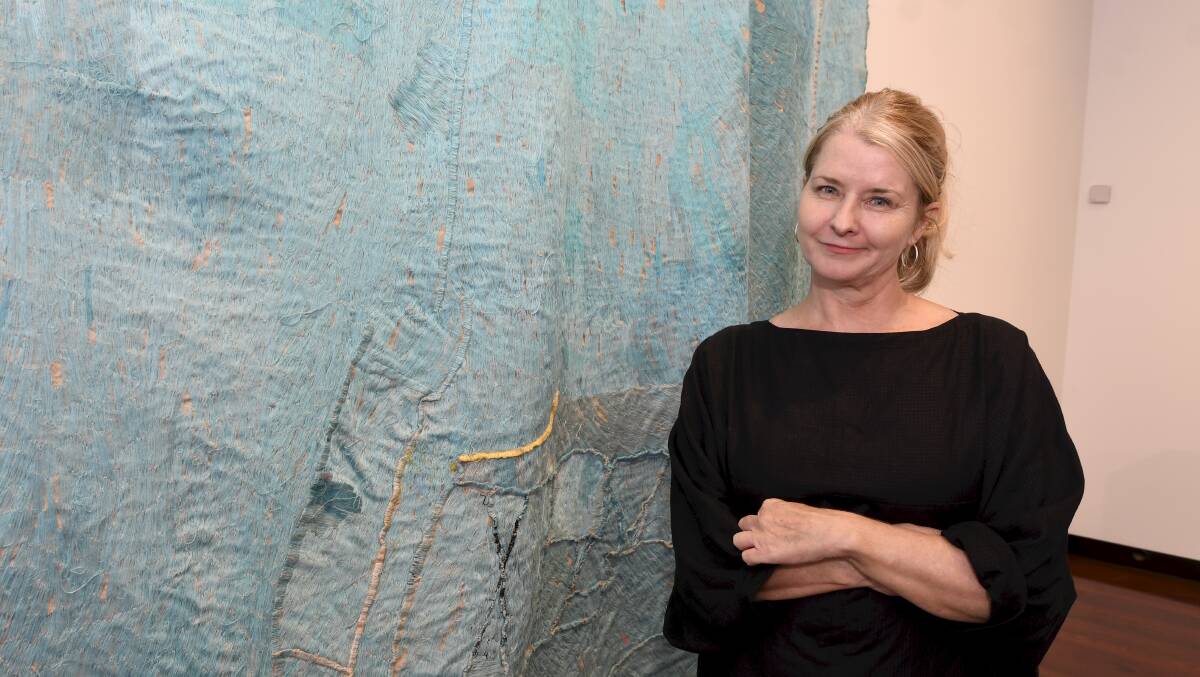 Co-curator of Pliable Planes: Expanded Textiles and Fibre Practices, Karen Hall. The UNSW Galleries touring exhibition will open at the Art Gallery of Ballarat this weekend. Picture by Lachlan Bence. 