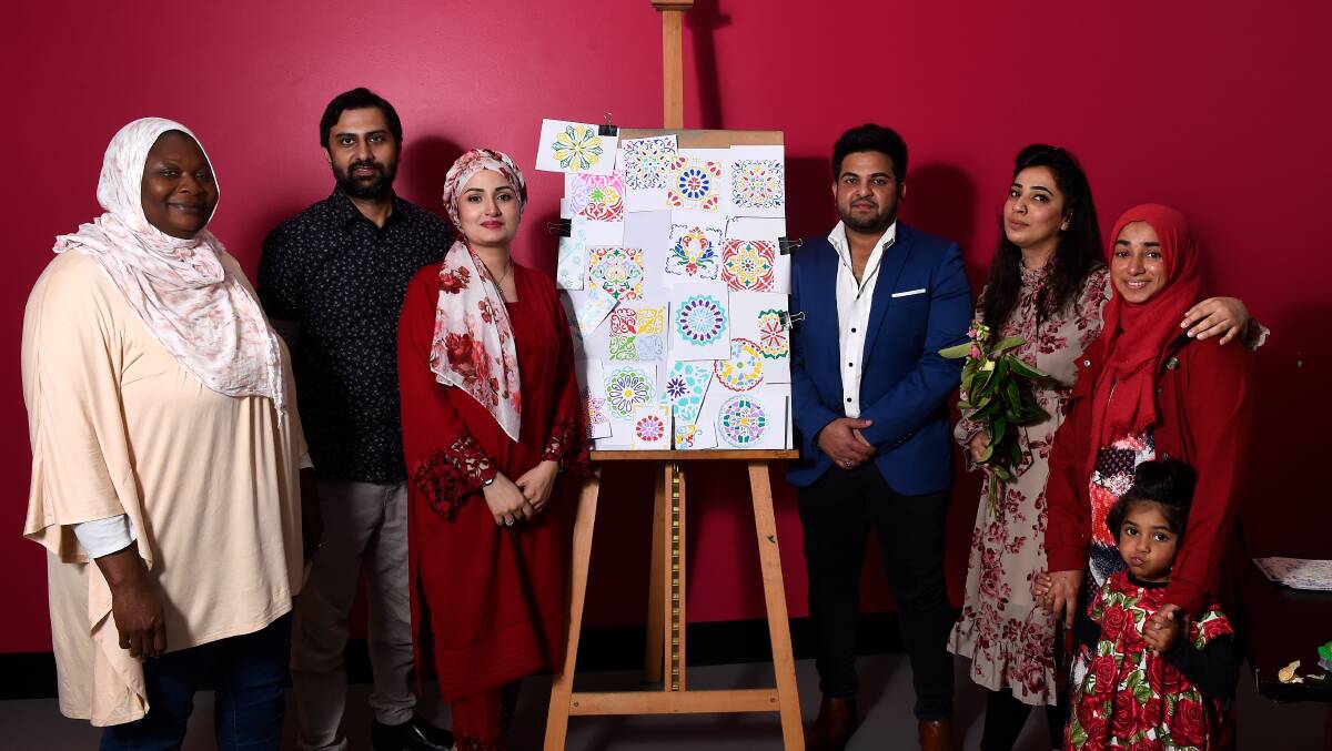 Participants at Saturday's Islamic art workshop at the Art Gallery of Ballarat. Photo: Adam Trafford.
