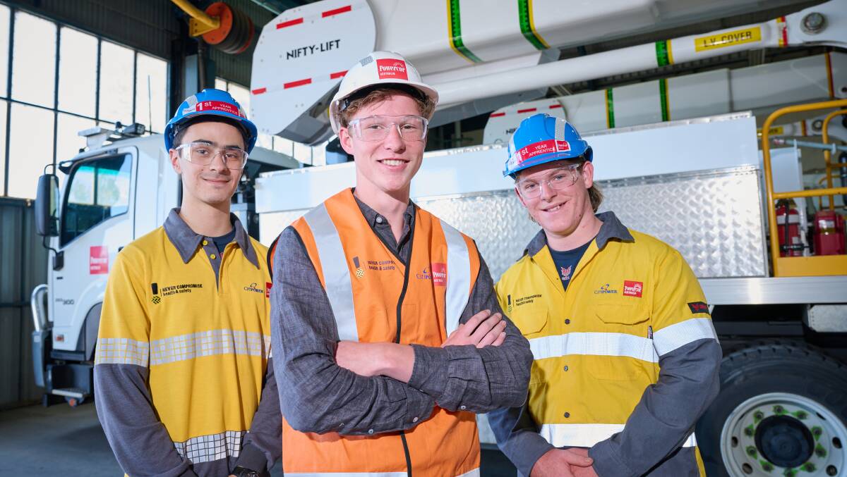 Ballarat's newest Powercor apprentices Nicholas Kattula, Thomas Pearson and Matthew Simpson. Picture supplied. 