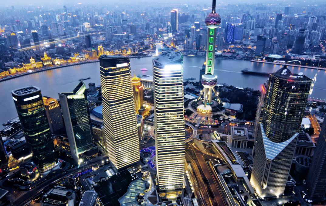 Aerial view of shanghai at night. Shutterstock