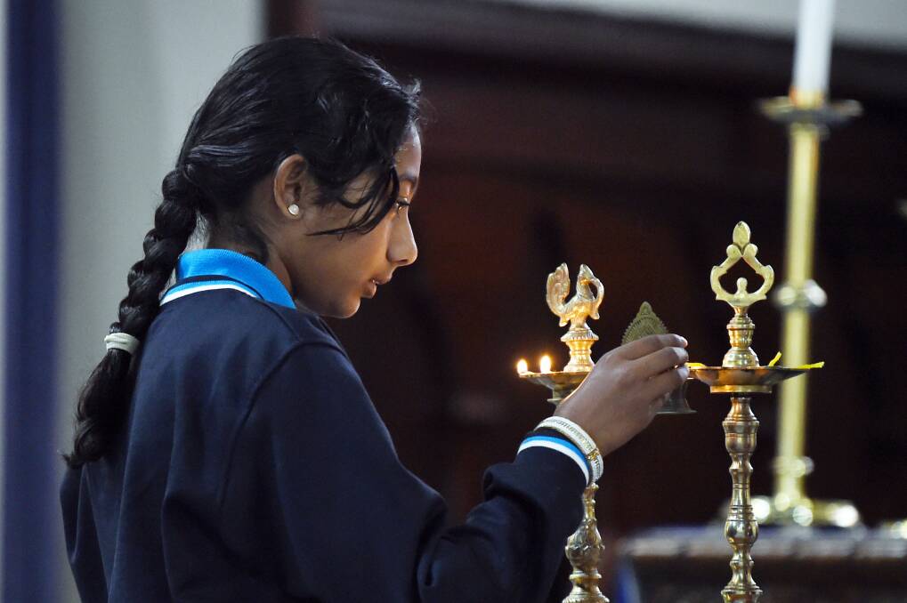 Lucas Primary School year 6 student Mahathi Giri represented Ballarat's Hindu community as part of the Ballarat Interfaith Network's United Nations Interfaith week celebrations at St Peter's Anglican Church. Picture by Kate Healy.