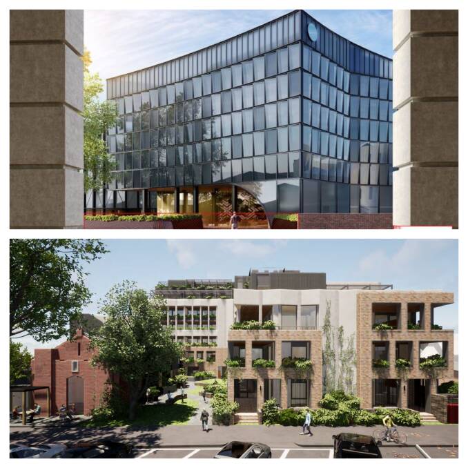 Ballarat's growing infill trend continues to rise with a seven-storey residential building and a five-storey office space on 116-122 Lydiard Street North and 8 Mair Street, respectively by Ballarat-based, Nigro Group among the latest proposals. Pictures by Nigro Group and Hygge Property. 