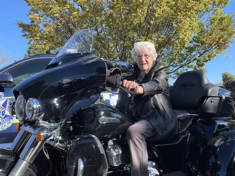 FULL SPEED AHEAD: Lucas grandmother, Margaret Ritchford, has celebrated her 100th birthday by riding a motorcycle for the first time. Picture: Malvika Hemanth
