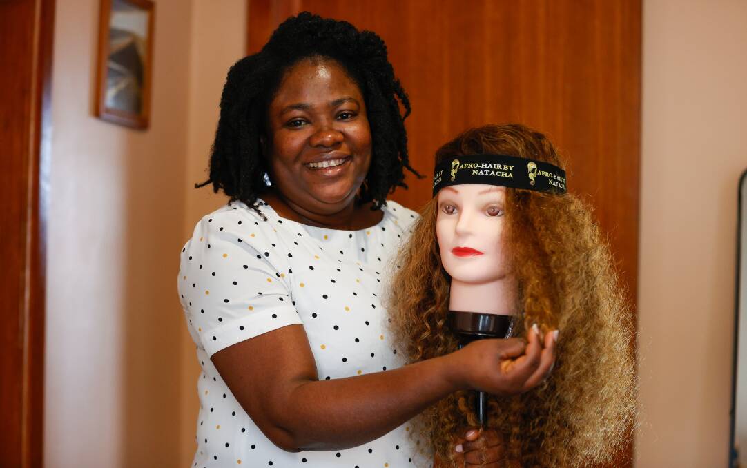 ON THE RISE: Black Hill resident Natacha Adanlessossi was awarded a Carla Zampatti Scholarship for her hair care business, AFRO - HAIR BY NATACHA. Picture: Luke Hemer.