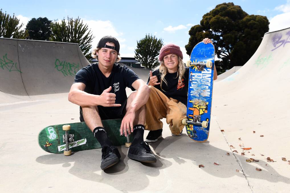 Ballarat's Cooper Alsop, 17, and Benny Pallot, 13, will be competing in the YMCA Action Sports Skate Park Leagues. The event is a partnership between the YMCA Victoria and the City of Ballarat's youth services team. Picture by Adam Trafford. 