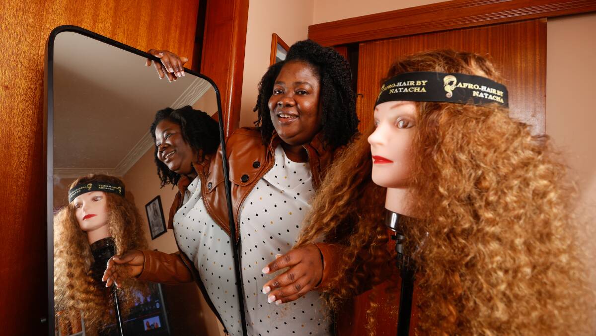 GROWING: Ms Adanlessossi's Afro hair business, which has more than 50 customers, services people from across Victoria including Ballarat, Maryborough and Melbourne. Picture: Luke Hemer.