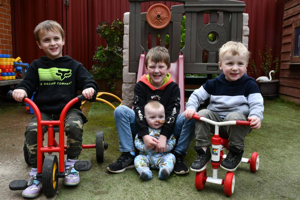 Jye 4, Oscar 8, Joey 3 and Bodhi 8 months are all receiving support from the Salvation Army Ballarat. Picture by Malvika Hemanth.