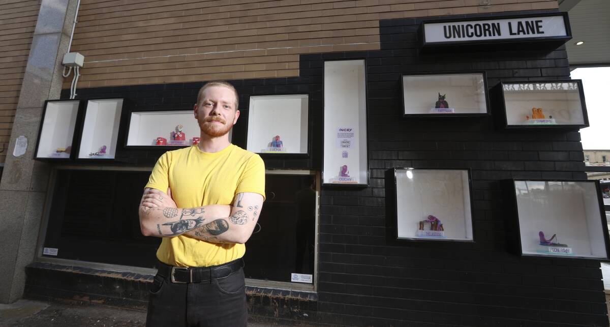 Ballarat-based artist, Christopher Risk, 27, said he has found it a challenge trying to balance his creative pursuits with his full-time work as a dispense technician. Picture by Luke Hemer.