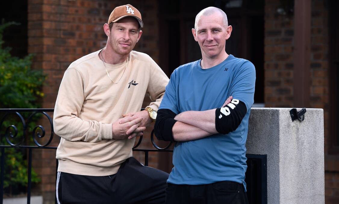 Ballarat's former homeless people, Bradley Yates and Jason Neck, said they would be devastated if the Ballarat SoupBus was unable to operate. Picture by Adam Trafford.
