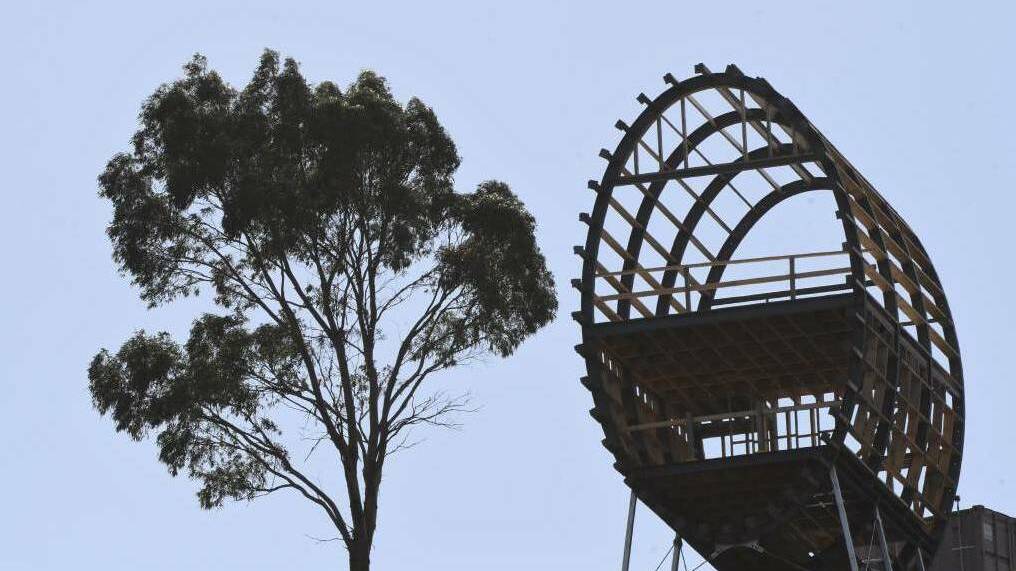 BIG NO: Hepburn Shire Council has made a decision to refuse a planning permit for a controversial 'sky barrels' accommodation in Daylesford. The picture shows the construction that was started on the side of Mount Buninyong. Picture: Lachlan Bence.