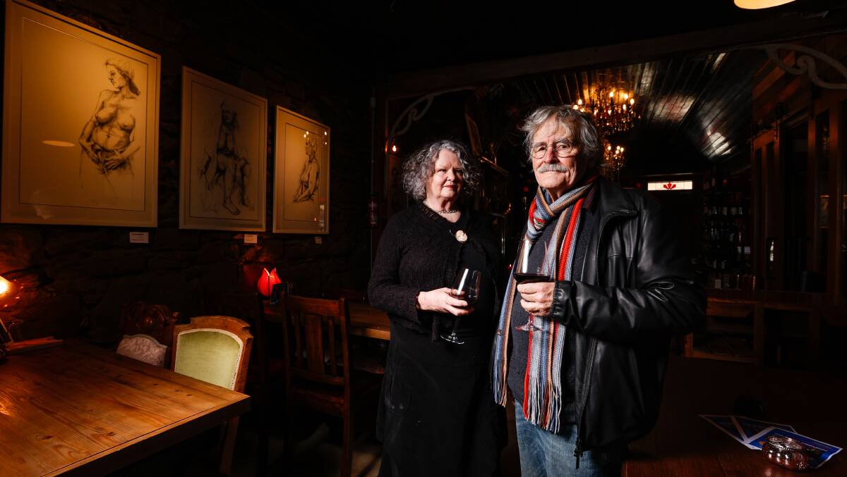 CREATIVE: Artists Alison Parkinson and Peter Cougle have opened a new exhibition, Naked, in Creswick's Leavers Hotel. Picture: Luke Hemer.