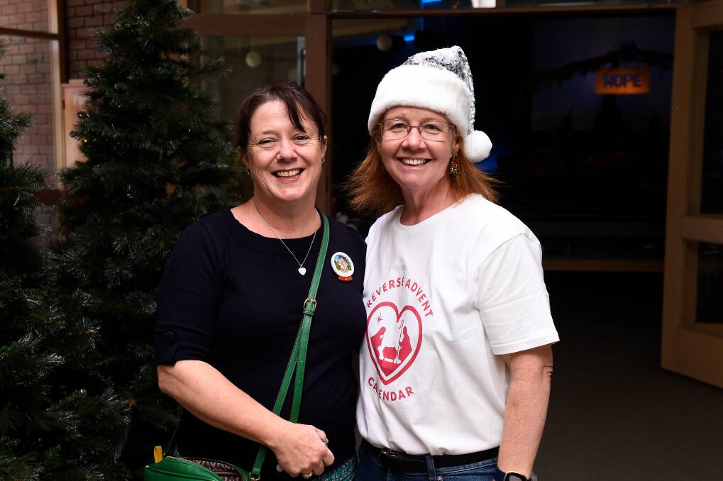 Fiona Coates and Heather Luttrell at the Reverse Advent Calander drop off day in 2022. Picture by Adam Trafford