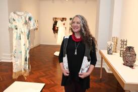 Anzara Clark in the Art Gallery with her Backspace exhibition called where the light enters. Picture by Lachlan Bence