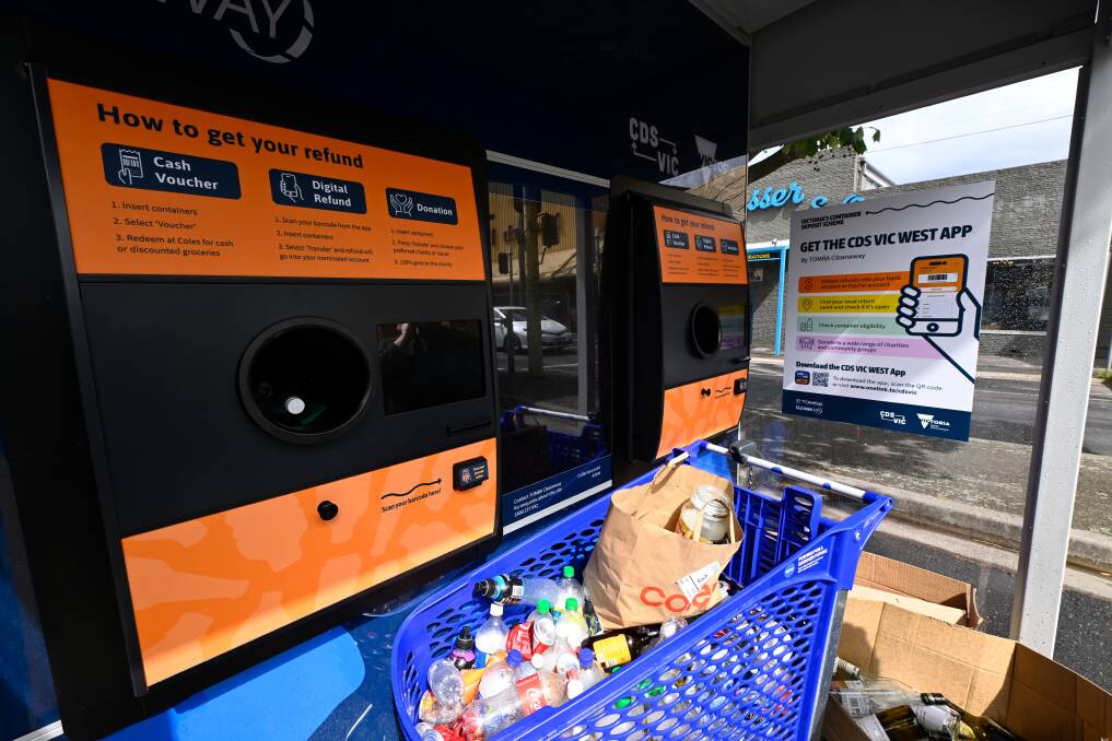 Dumped bottles and cans at the Alfred Square reverse vending machine. Picture by Adam Trafford