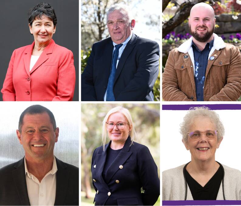 Eureka Candidates - clockwise, Michaela Settle (Labor), Paul Tatchell (Liberals), Sam McColl (Greens), Wendy Morrison (Animal Justice Party), Nicola Reid (Independent) and Michael Ray (Independent).