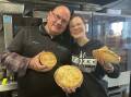 CREATIONS: Mark and Esther Batchelor with their award-winning pies and pasties. Picture: The Courier. 