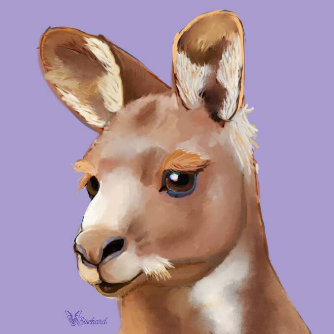 We Lost Wildlife, Eastern Grey Kangaroo. Artwork by Vienna Bischard