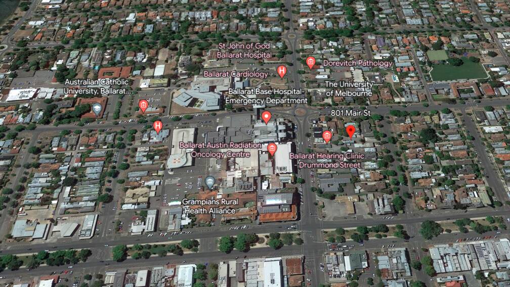 801 Mair Street is in the hub of CBD health serivces. Picture Google Earth.