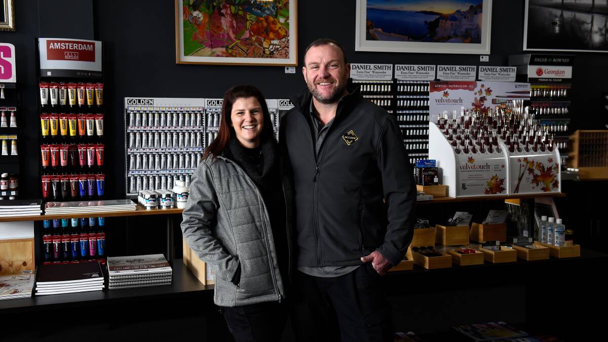 OPEN SPACES: Amie and Daniel Murphy have taken over the Art Gallery on Sturt Street and created a gallery for local artists. Picture: Adam Trafford. 