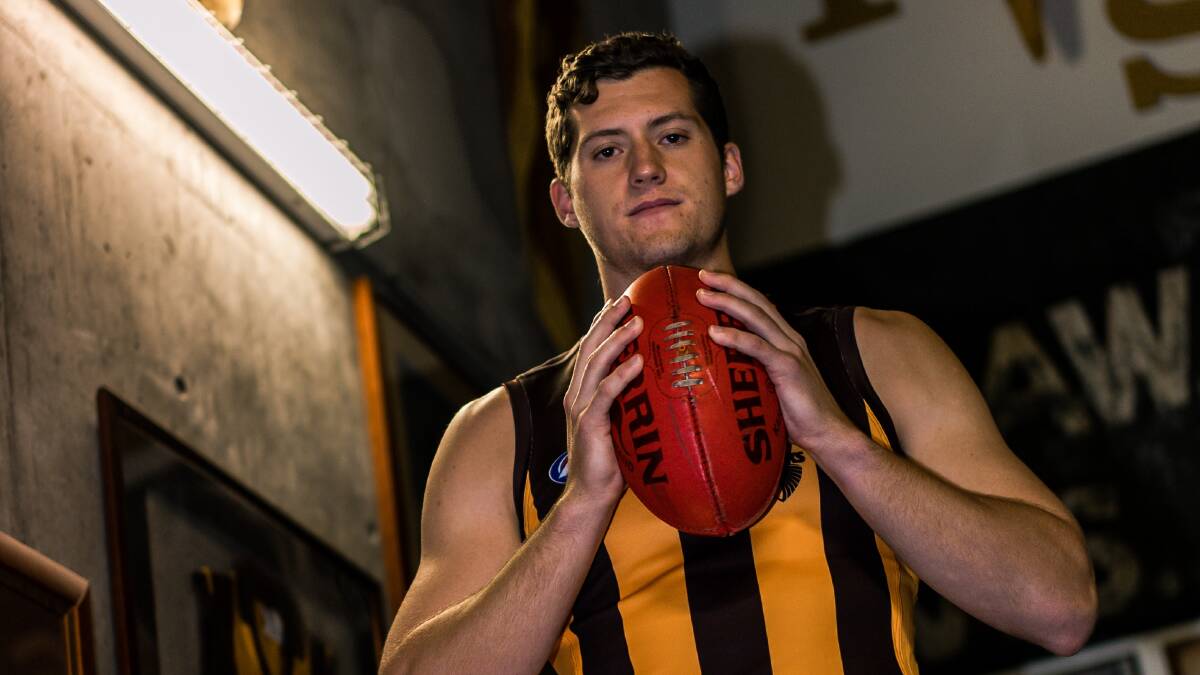 Lloyd Meek in his new colours at Hawthorn. Picture by Hawthorn FC
