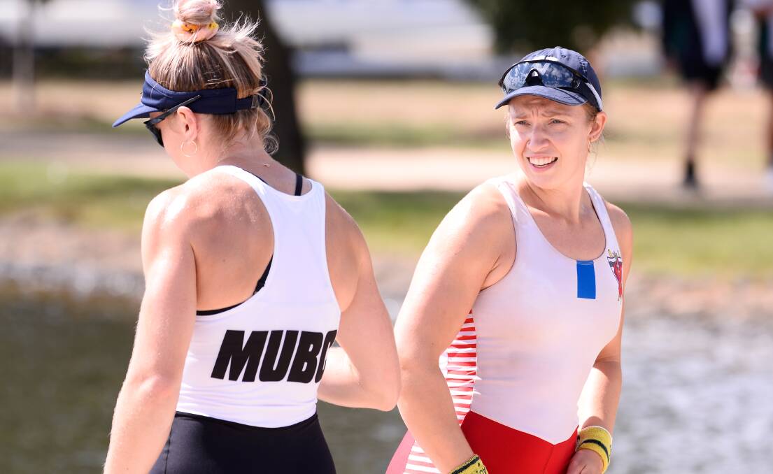 Katrina Werry (right) and Olympic rowing teammate Lucy Stephan. Picture by Adam Trafford