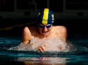 Dayne Schnyder of Ballarat Gold Swimming Club competes in the 200-metre breaststroke on Saturday. Picture: Luke Hemer.