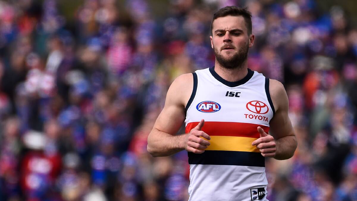 Brad Crouch, now at St Kilda, in the Crows' 2019 visit to Ballarat. Picture by Adam Trafford