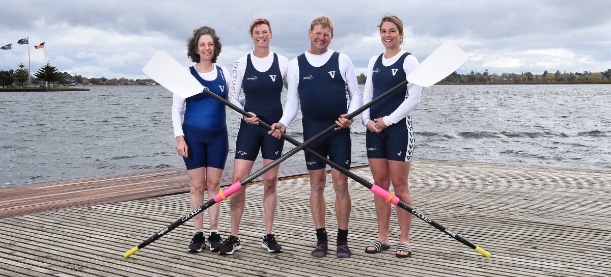 MASTERS: Kathy Lloyd, Leanne Martin, Andrew Leehane and Rebecca Gribble in their Victorian colours.