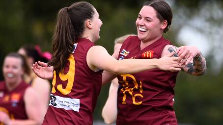 Jess Bokma (right) led the way with 15 goals on Sunday against Melton. Picture: Adam Trafford.