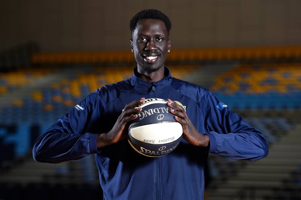 NEW IN TOWN: The Ballarat Miners' new signing, former University of Miami centre, Deng Gak at Selkirk Stadium. Picture: Adam Trafford.