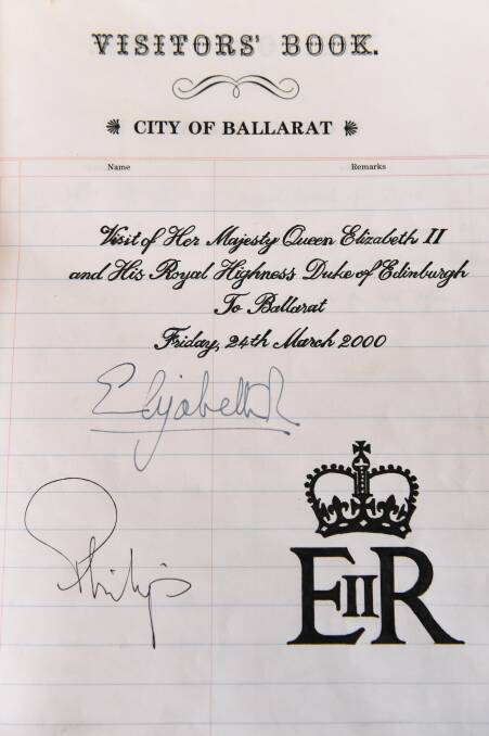 The Queen's signature from her March 2000 visit to Ballarat. Picture Adam Trafford.
