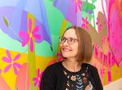WONDEROUS PATH: Ballarat artist Margie Balazic has added a 20m long splash of colour to Ballarat's biggest shopping centre. Picture: Tara C Moore.